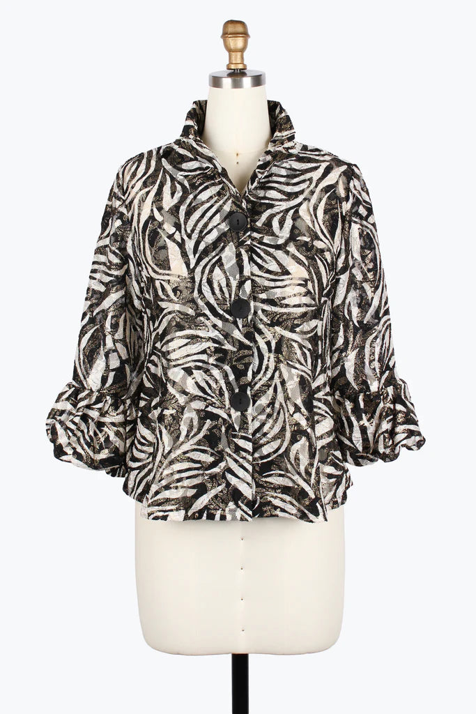 Damee Zebra Lace Puffed Cuff Jacket