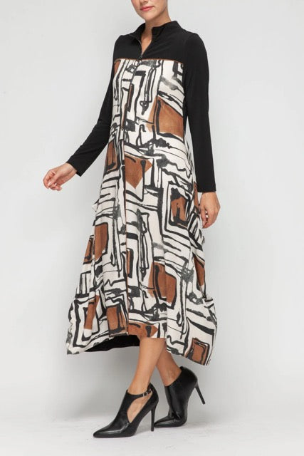 Statement Animal Print Long Sleeve Dress