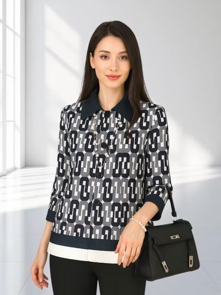 Vanite Patterned Jacket with Collar