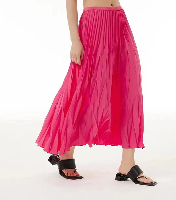Vanite Pleated Elastic Waist Skirt