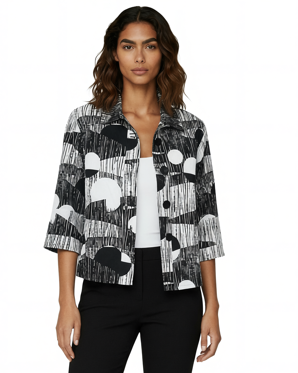 Damee Abstract Art Seersucker Jacket