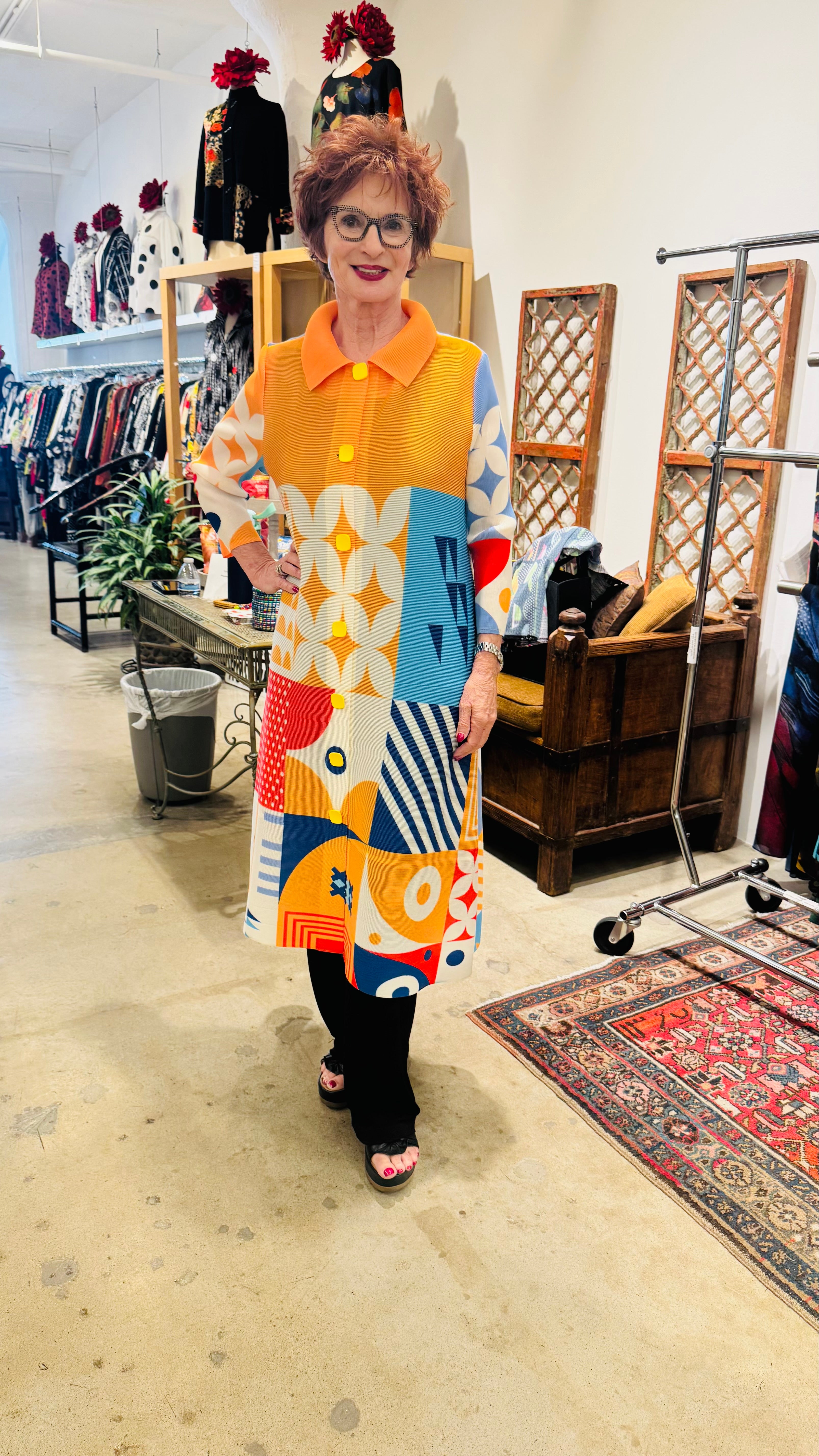 Vanite ¾ Sleeve Button Down Dress/Jacket