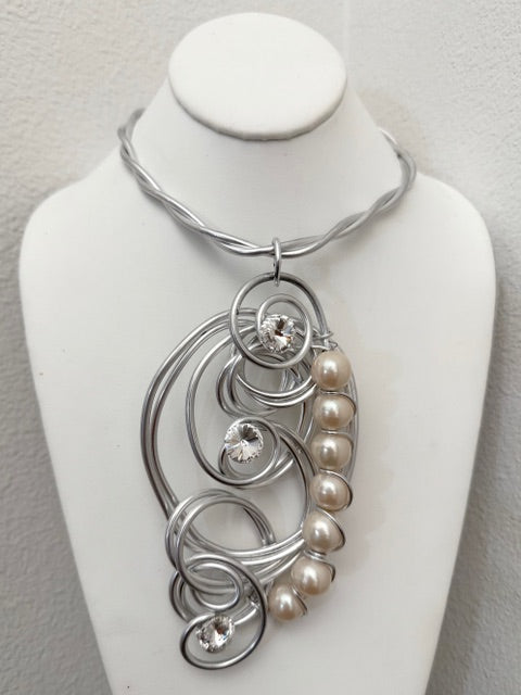 JEFF LIEB PEARL/DIAM CHOKER NECKLACE