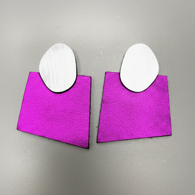 ISK Post earrings with Square Leather Bottom