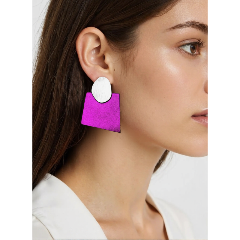 ISK Post earrings with Square Leather Bottom