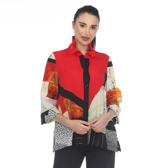 3504 MOONLIGHT Wire Collar Jacket Red w/print