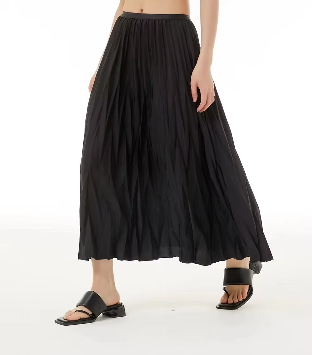 Vanite Pleated Elastic Waist Skirt