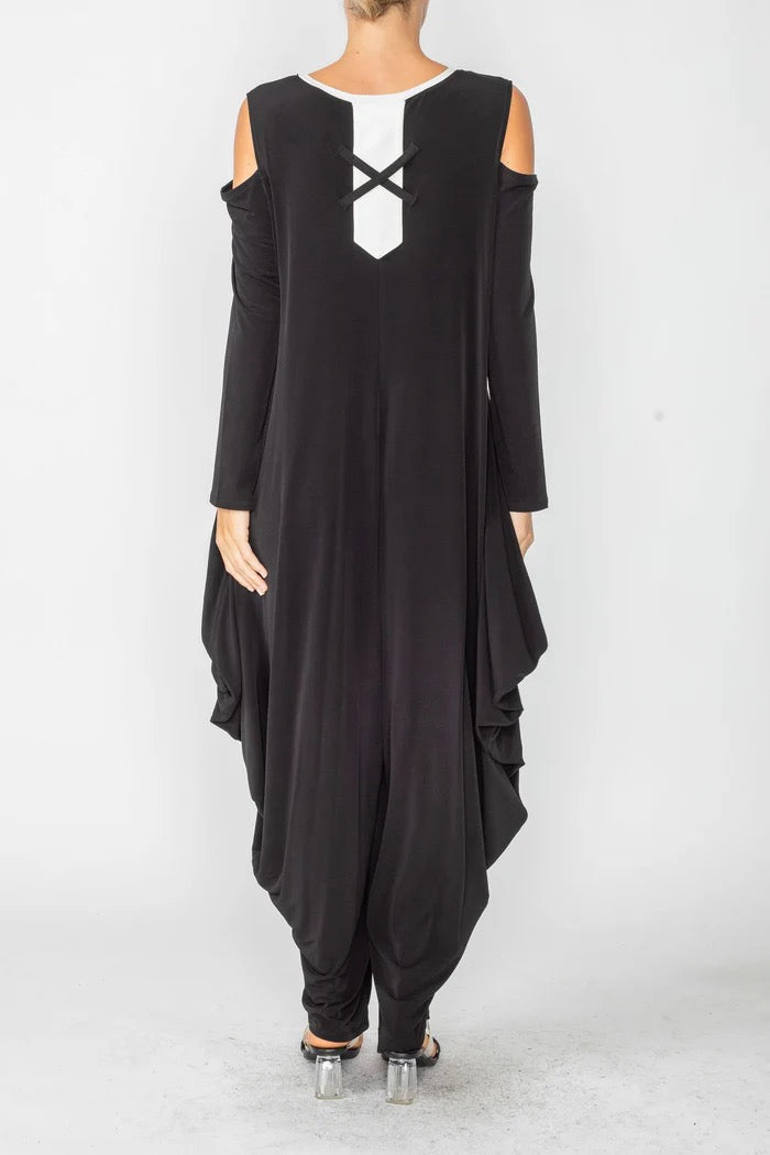 IC Cold Shoulder Sleeve Black Jumpsuit