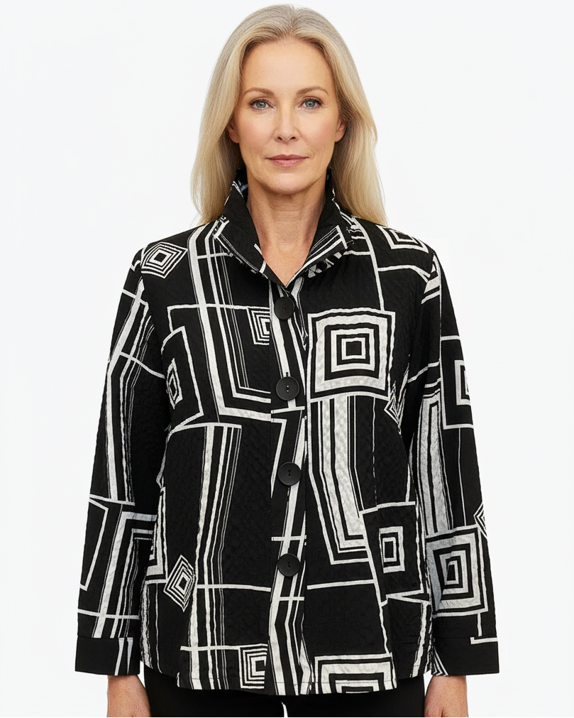 Damee Square Pattern Seersucker Jacket