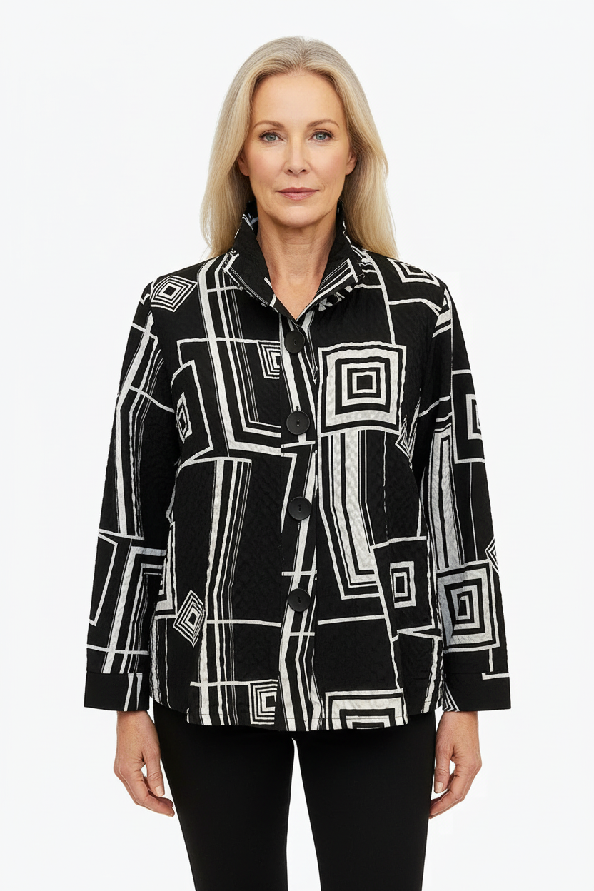 Damee Square Pattern Seersucker Jacket