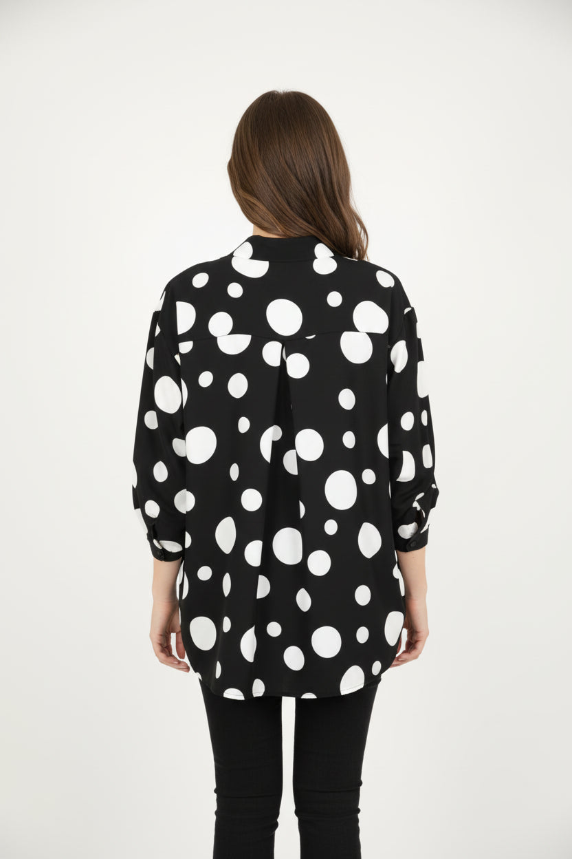 IC Polka Dot Button Hi-Lo Top