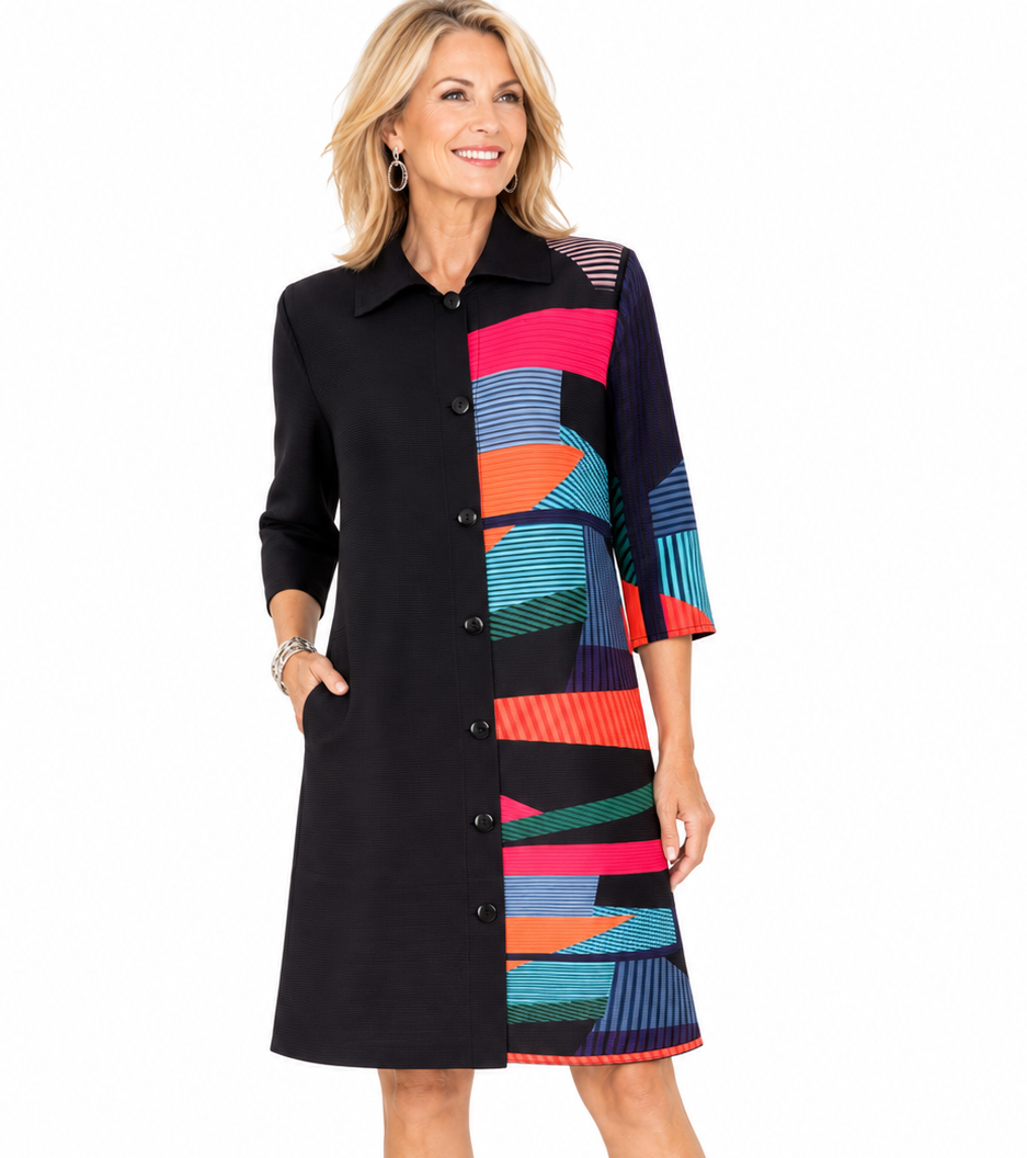 Vanite Jacket/Dress Half Side Printed Pattern