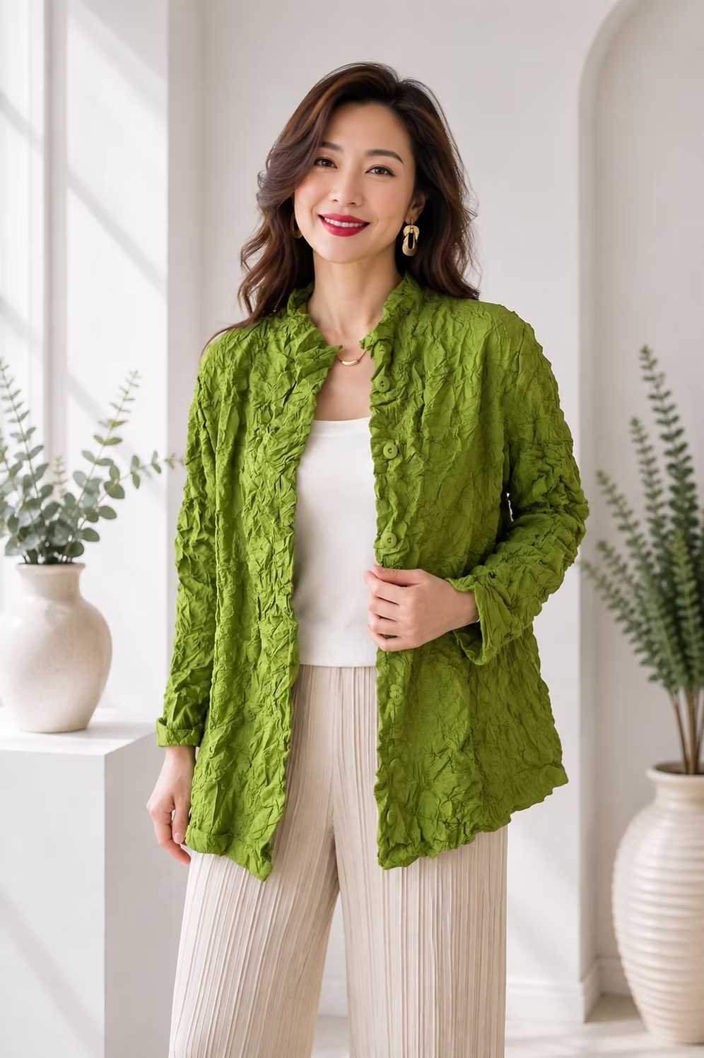 Vanite Heavy Green Crinkle Jacket