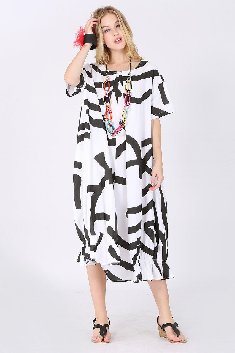 Vanite White Print Dress