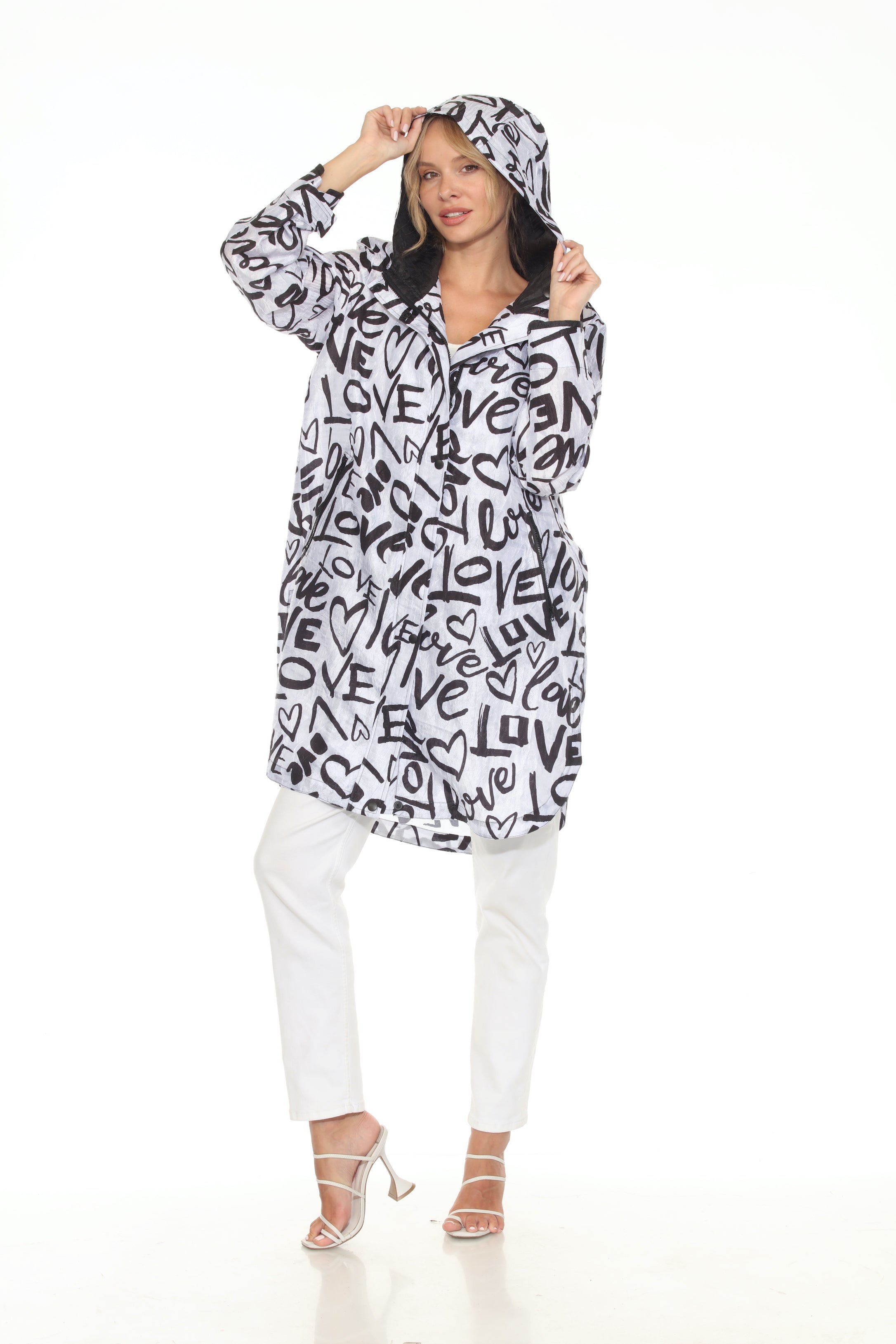 Oopera Lindi Packable Crinkle Love Print Jacket
