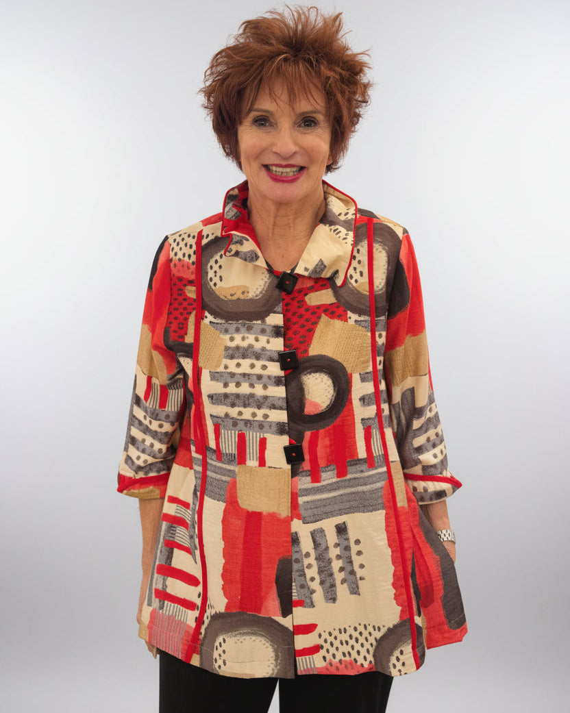 Moonlight Print Wire Edge Collar Jacket