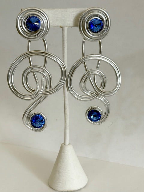 22352 JEFF LEIB 2 SAPHIRE SWAROV EARRING