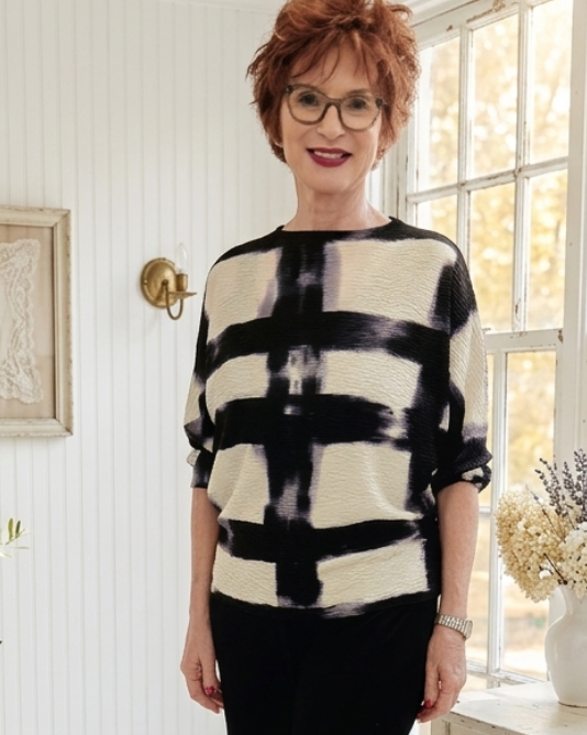 Vanite Criss Cross Stripe Top