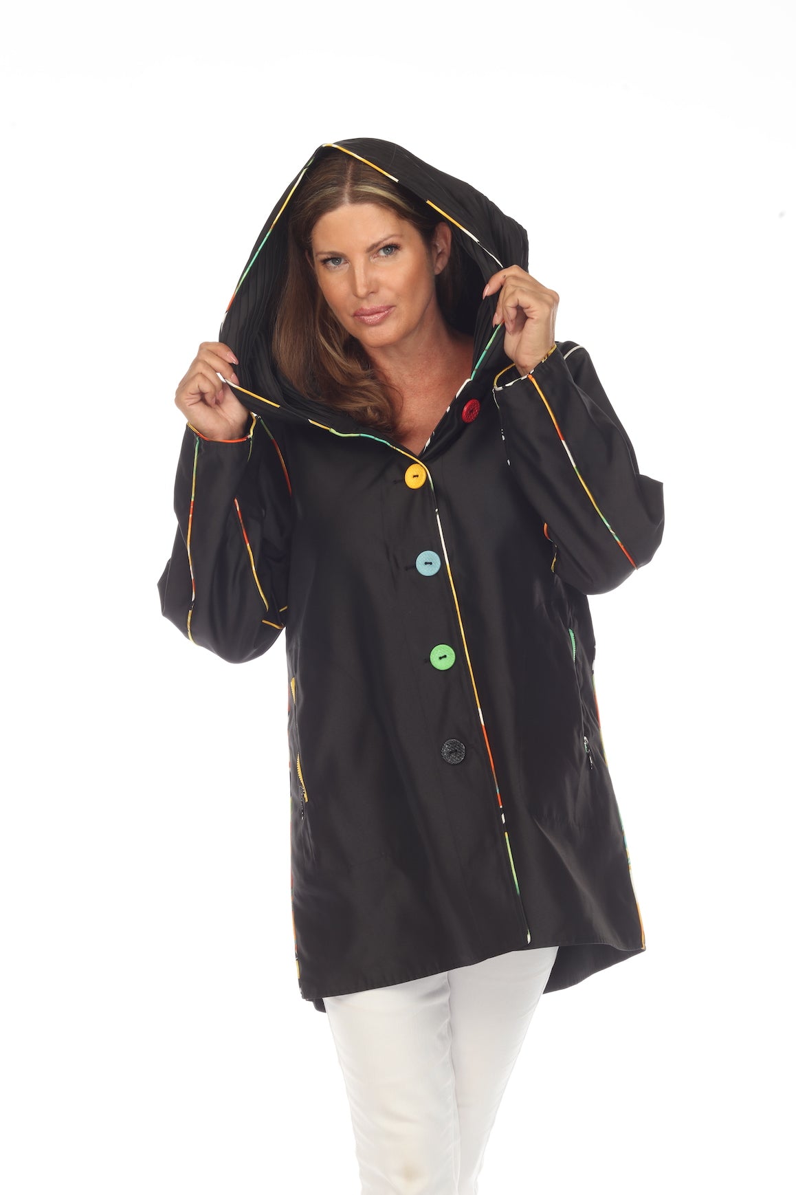 OOPERA Pleated Collar Reversible Rain Jacket