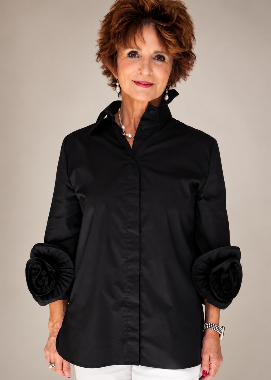Ravel Blouse with Flowers on Sleeves