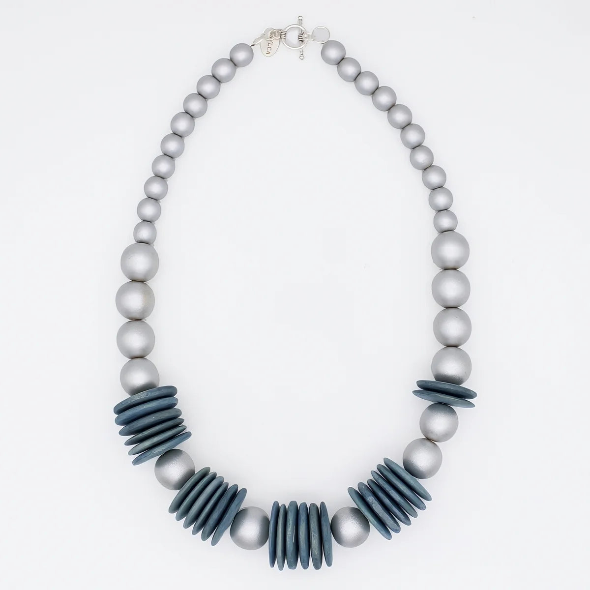 SD25N28 Sylca Gray Silverwood Statement Necklace