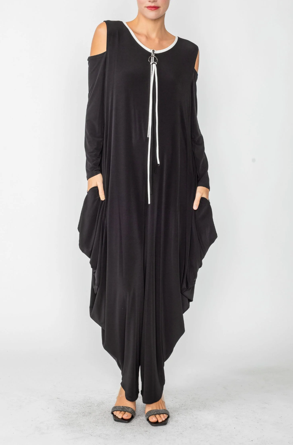 IC Cold Shoulder Sleeve Black Jumpsuit