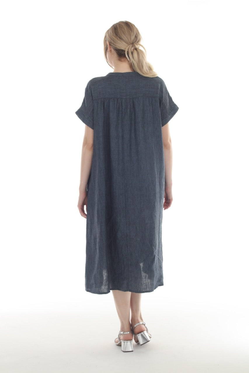 Terra Long Denim Linen Dress