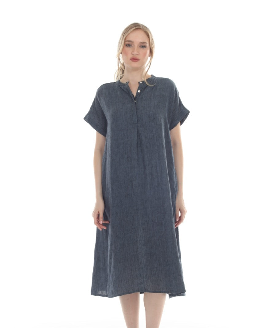 Terra Long Denim Linen Dress