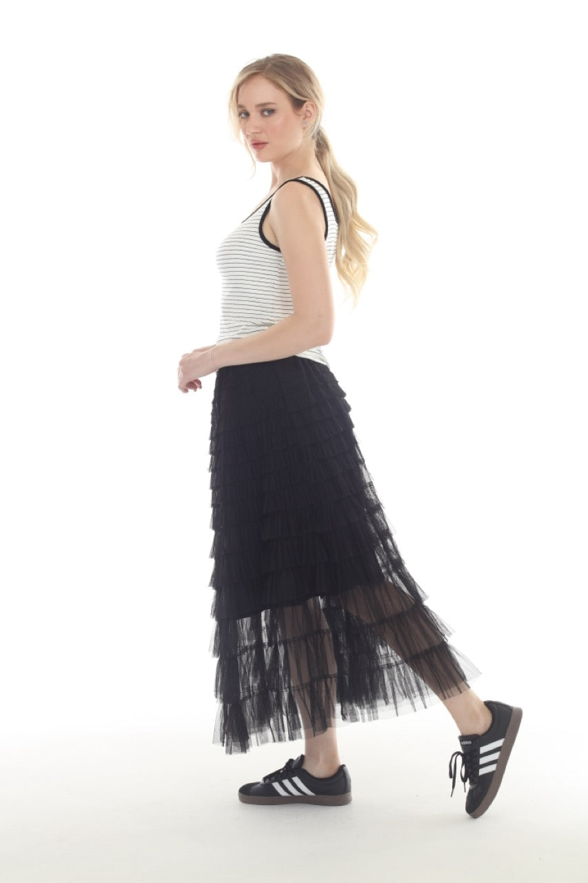 Terra Elasticated Net Layered Skirt