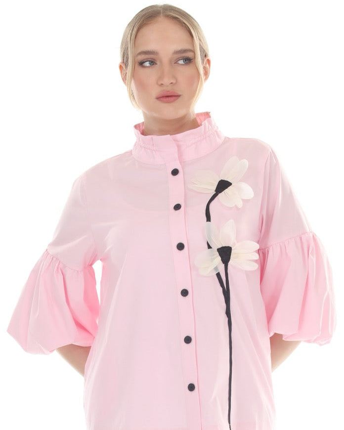 Terra Wire Collar Flower Blouse