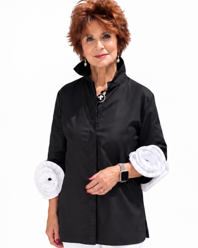 Ravel Blouse with Flowers on Sleeves