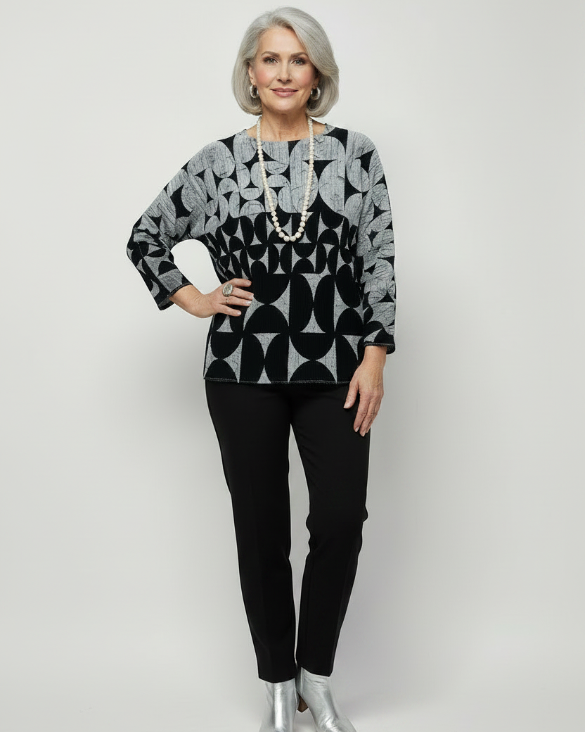 Vanite Mid Century Pull Over Top - Pure White Background